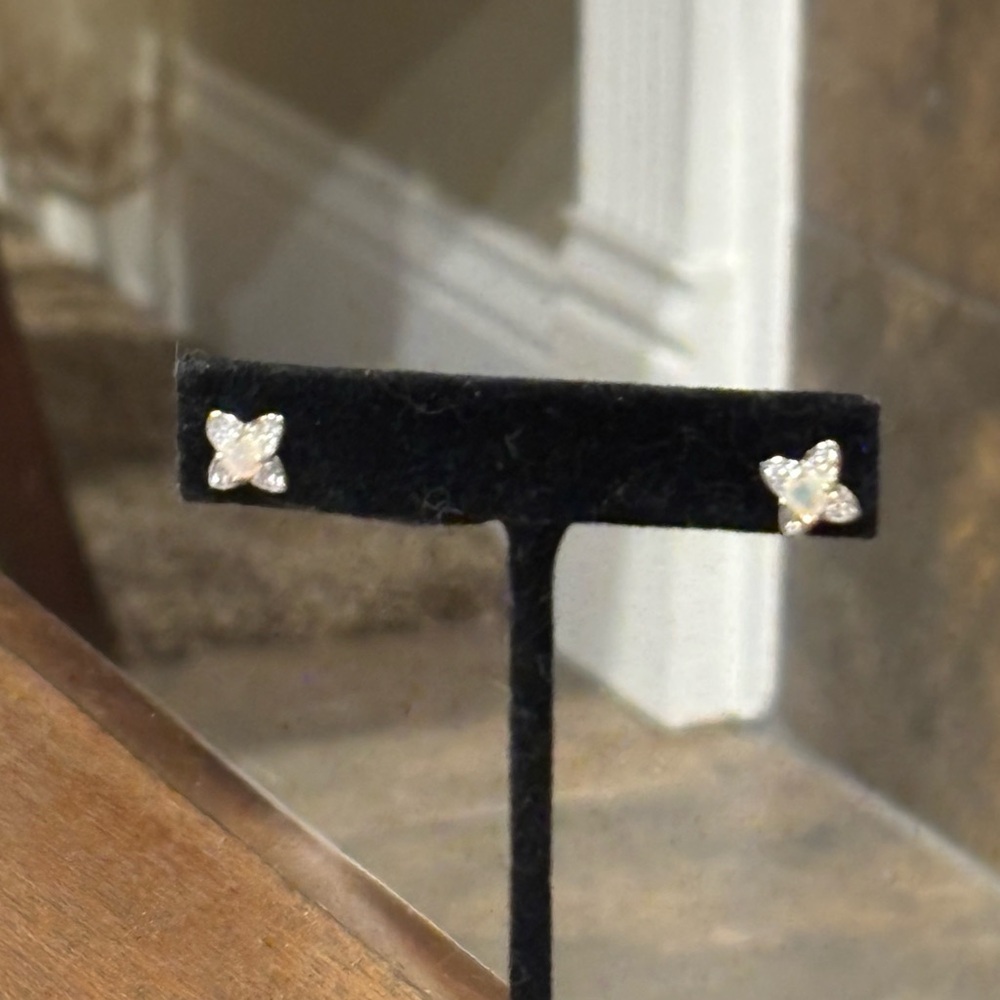 Moonstone and Cubic Zirconia Stud Earrings
